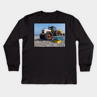 Tractor on the beach Kids Long Sleeve T-Shirt